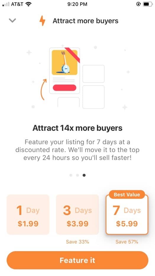 Letgo’s in app "feature" pricing