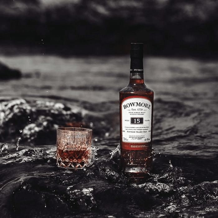 Bowmore 15 Year Old Whisky by water