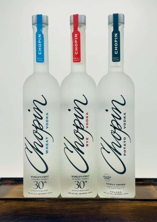 Chopin Vodka Wheat Rye Potato Bottles