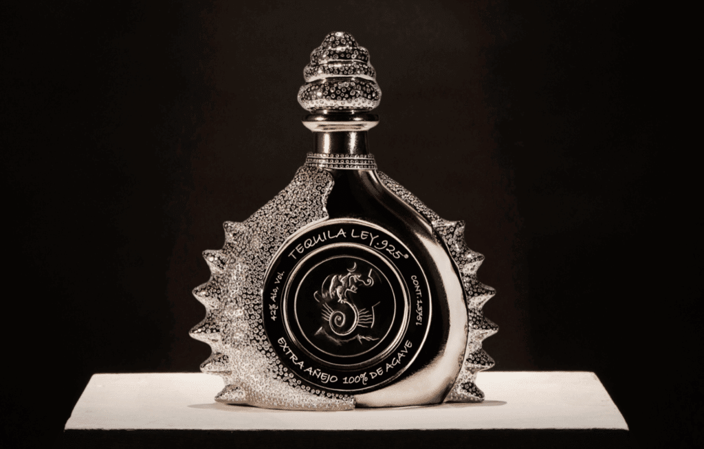 Ornate Silver Tequila Bottle