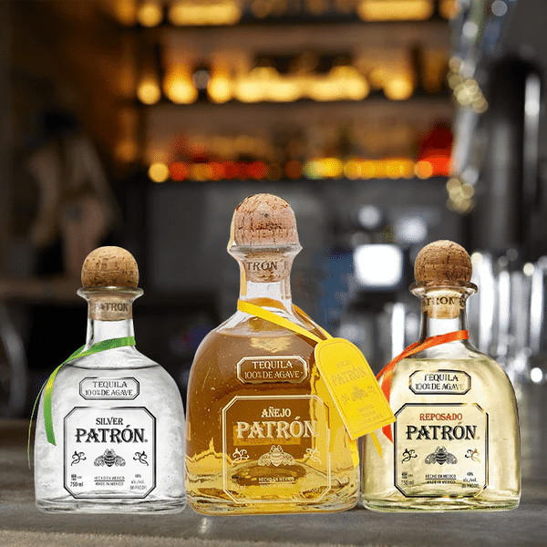 patron tequila bottles silver anejo reposado